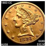 1883-CC $5 Gold Half Eagle CHOICE AU