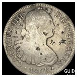 1802 Colonial Spain Silver 8 Reales Chopmarks NEAR