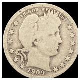 1909-O Silver Barber Quarter LIGHTLY  CIRCULATED