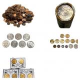 Large Coin Lot- Pennies, Ike Dollars, Etc