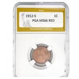 1912-S Wheat Cent PGA MS66 RED