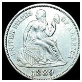 1889 Silver Seated Liberty Dime CLOSELY  UNCIRCUL