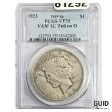 1923 Silver Peace Dollar PCGS VF35 VAM 1C Tail on