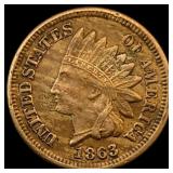 1863 Bronze Indian Head Cent NEARLY  UNCIRCULATED