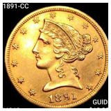 1891-CC $5 Gold Half Eagle CHOICE BU
