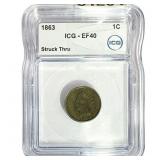 1863 Indian Head Cent ICG EF40