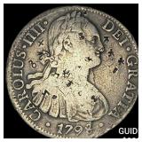 1798 Colonial Spain Silver 8 Reales Chopmarks NEAR