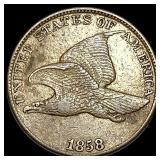 1858 Copper-Nickel Flying Eagle Cent CHOICE  AU