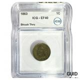 1863 Indian Head Cent ICG EF40