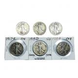 [6 Coins] 1917-1929 Walking Liberty Half Dollar
