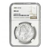 1891-O Morgan Silver Dollar NGC MS64