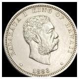 1883 Silver 1/4 Dollar Hawaii Kalakaua I  CHOICE