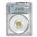 1853 Round California Gold Half Dollar PCGS AU58
