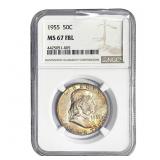 1955 Franklin Half Dollar NGC MS67 FBL