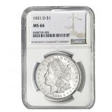 1921-D Morgan Silver Dollar NGC MS66