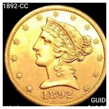 1892-CC $5 Gold Half Eagle CHOICE BU