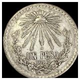 1923 Mexico Silver 1 Peso  UNCIRCULATED