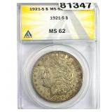 1921-S Morgan Silver Dollar ANACS MS62