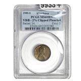 1909-S VDB Wheat Cent PCGS MS60 BN 2% Chipped Plan