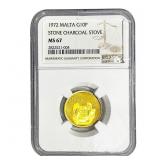 1972 Malta Gold 10P .1769 AGW Stone Charcoal Stove