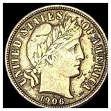 1906-D Silver Barber Dime NEARLY UNCIRCULATED
