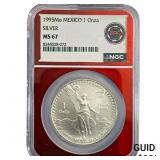 1995 Mo Mexico 1 Onza Sliver  NGC MS67