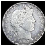 1908-O Silver Barber Half Dollar CLOSELY  UNCIRCU