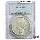 1923 Silver Peace Dollar PCGS MS62