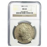 1881-S Morgan Silver Dollar NGC MS64
