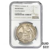 1896A France Indochina Silver 1 Piastre Chopmarked