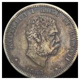 1883 Hawaii Silver 1/4 Dollar NEARLY  UNCIRCULATE
