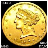 1844-O $5 Gold Half Eagle CHOICE BU
