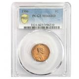 1986 Wheat Cent PCGS MS66 RD