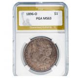 1896-O Morgan Silver Dollar PGA MS63