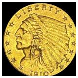 1910 Indian Head Gold $2.50 Quarter Eagle UNCIRCUL