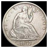 1857 Seated Liberty Half Dollar CLOSELY UNCIRCULAT