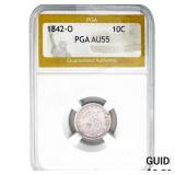 1842-O Seated Liberty Dime PGA AU55