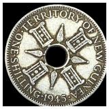 1945 New Guinea Silver 1 Shilling  UNCIRCULATED