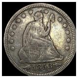 1853 Arrows/Rays Seated Liberty Quarter  LIGHTLY