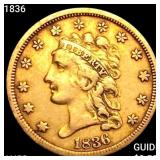 1836 $2.50 Gold Quarter Eagle CHOICE AU