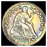 1854 Arrows Seated Liberty Half Dime NEARLY  UNCI