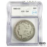 1883-CC Morgan Silver Dollar ICG G4