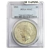 1923 Morgan Silver Dollar PCGS MS62