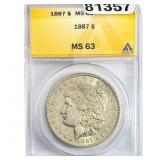 1887 Morgan Silver Dollar ANACS MS63