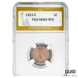 1923-S Wheat Cent PGA MS64 RED