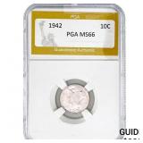 1942 Mercury Silver Dime PGA MS66