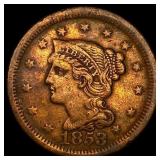 1853 Braided Hair Large Cent ABOUT  UNCIRCULATED
