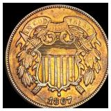 1867 Copper 2 Cents CLOSELY UNCIRCULATED