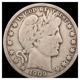 1909 Silver Barber Half Dollar NICELY  CIRCULATED