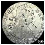 1796 Colonial Spain Silver 8 Reales Chopmarks NEAR